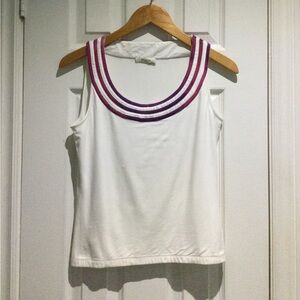 Precis White Tank Top with Purple and Pink Stripes